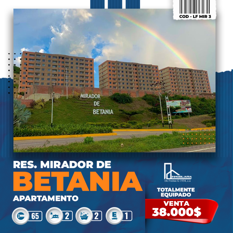Apartamento de 65 Mtrs Urbanización Mirador de Betania Charallave