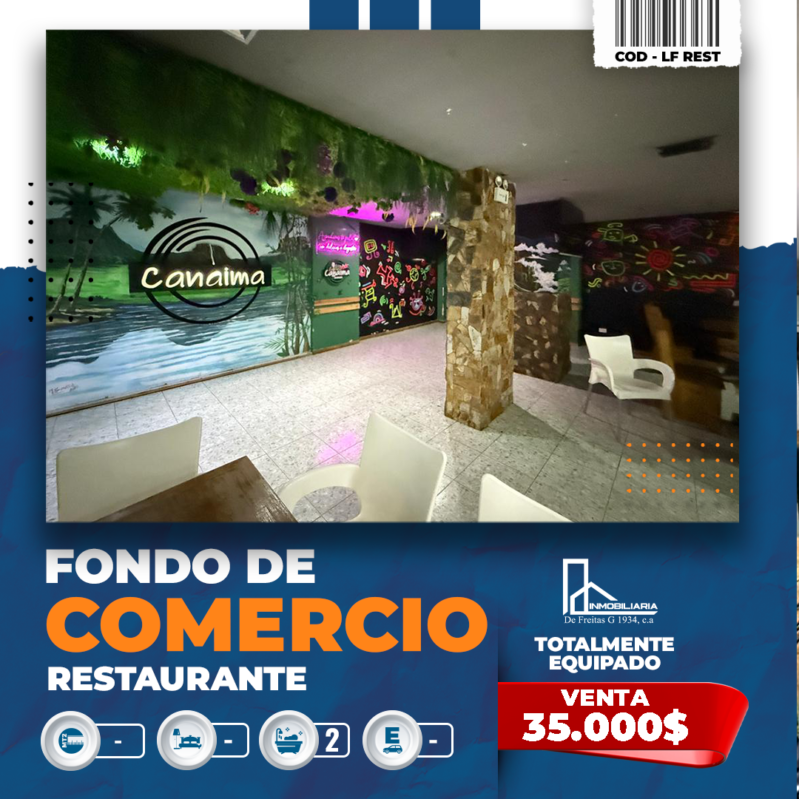 Fondo de Comercio para Restaurante en Charallave.