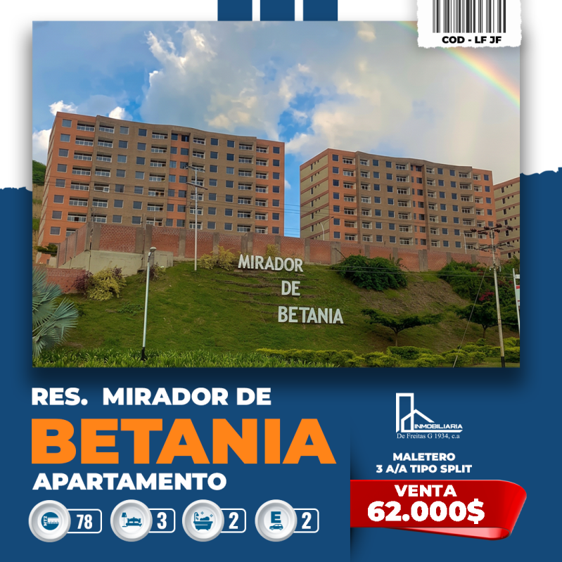 Apartamento zona exclusiva Conj. Resd. Mirador de Betania, Charallave.