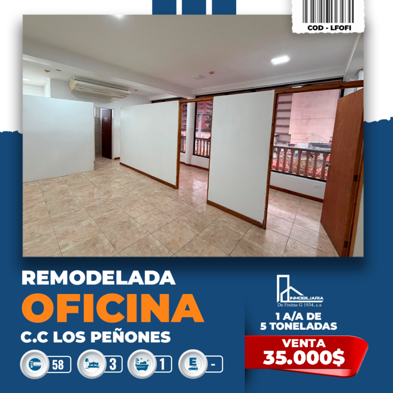 OFICINA REMODELADA zona centro de Charallave, Centro Comercial "LOS PEÑONES"
